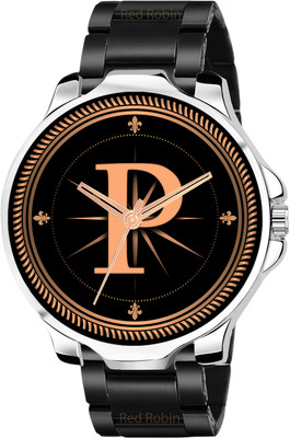 PRATHSHYA ENTERPRISE F09-05ALPHA-P-3K-SIL-BRW-CHL Fancy Design Stylish FKALPHABET B Dial Brown Leather Strap Men Wrist Watch Analog Watch  - For Boys