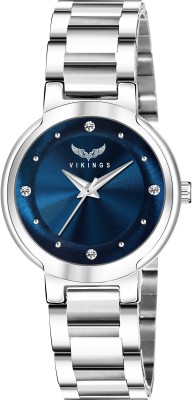 VIKINGS VK-LR-079-BLU-CHN 4 DIAMOND 8 NAILS Analog Watch  - For Girls