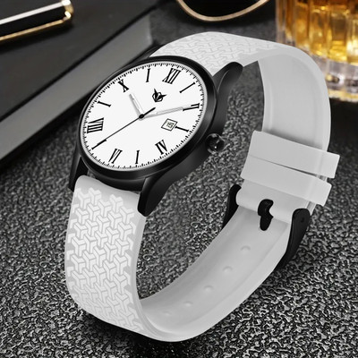 Leril AK-SLICON-4004-BLKC-White Date- white silicone strap-analog watch Analog Watch  - For Men