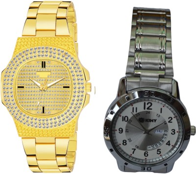 KIMY WA-PAD-KMW Combo NM-5SS6-6AB- DIM-GOLD_White 20511 KIMY classic analog watches featuring round steel dial and stainless steel chain Analog Watch  - For Men