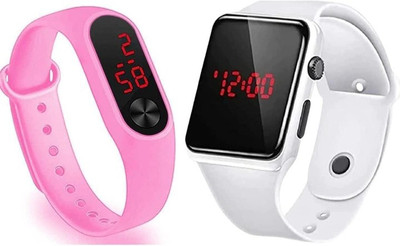 Timefit Combo Pack Of 2 Unisex Waterproof Fancy Digital M2 Band Watch Digital Watch  - For Boys & Girls