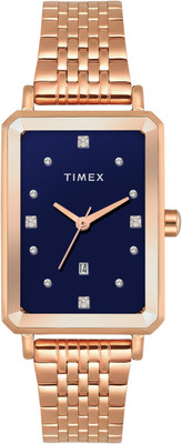 TIMEX TWEL20803 Blue Rectangle Dial Quartz Analog Watch  - For Women