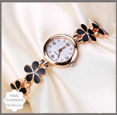 Daniel Jubile Bracelet Rose Gold White Flower Pattern Studded Gift on Girls Watch for Women Analog Watch  - For Girls