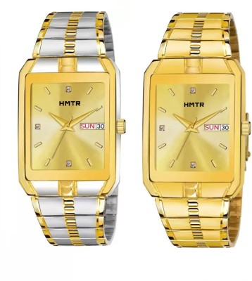 HMTr 7071-Golden and 7072 Golden Day and date working Long Life Gold Plated analog Watches Pack of 2 Analog Watch  - For Men