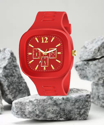 ETLIS Red Stylish Design Square Red Stylish Design Square Analog Watch  - For Boys
