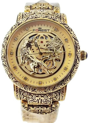 zyrowear LEEO GLOWME Forest Luxury Curved Golden Men Wrist Watch Analog Watch STAINLESS STEEL Analog Watch  - For Men