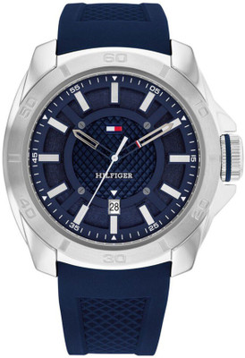 TOMMY HILFIGER Men's Blue Stainless Steel & Silicone Strap Watch Analog Watch  - For Men
