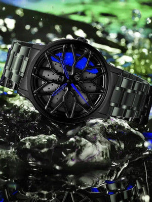 KHXR Spinning car wheel rotating gyro red watch Car wheel watch | Spinning watch | Roatating watch | Gyro watch | Red watch Analog Watch  - For Men