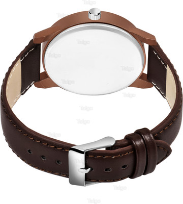 Talgo Fancy Design Stylish ALPHABET S Dial Brown Leather Strap Men Wrist Watch Analog Watch  - For Men