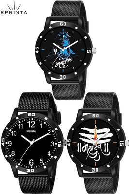 Sprinta 3Combo PU Mix God Mahadev Designee & Stylish Black Dial Watch For-Boy & Men 3Combo PU Mix God Mahadev Designee & Stylish Black Dial Watch For-Boy & Men Analog Watch  - For Men