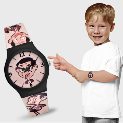 Loretta LT-732 Waterproof Mr Bean Black Sillicone Belt Analog Watch  - For Boys