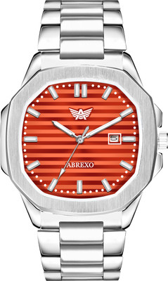ABREXO Abx4567-Red Silver Nautilus Date Working Square Red Dial Silver Quartz Mechanism Watch For Boys Analog Watch  - For Men