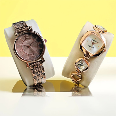 Daniel Radcliffe DRW0020027 Brown and Rose Gold Stone Studded Trending Luxury Premium Collection 2 Watches Analog Watch  - For Women