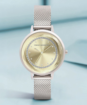 French Connection Multifunction Champagne Sunray Rhinestone Dial | Analog Watch for Women's | FCC02SM Analog Watch  - For Women