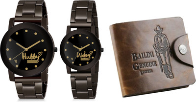 Skylark Gifts Stylish Trendy Analog Couple Watch Wallet Analog Watch  - For Couple
