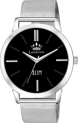 LIMESTONE Mesh Design Chain Minimalist Slim Dial Meta Quartz Analog Watch  - For Men
