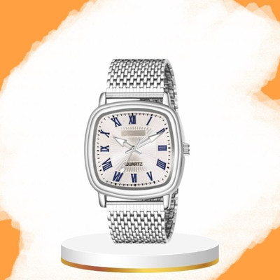 Giomex New Formal Chain Stainless Steel Square Quartz Analog Watch  - For Men