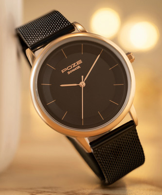 SONATA Poze Black Strap with Black Dial Analog Watch  - For Women