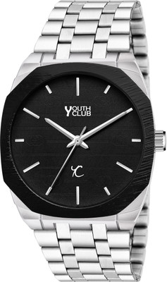 YOUTH CLUB steel black Edge Steel with colored ring Analog Watch  - For Men