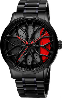 OneStopNow Luxury Black Stainless Steel Analog Men's Watch with Unique Spinner Web Dial RICK_01 WHITE FLOWER Analog Watch  - For Men & Women