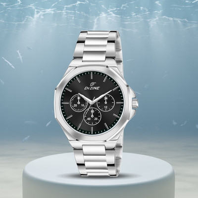 Dezine Black Dial Stainless Strap Chrono look Analog Watch  - For Men