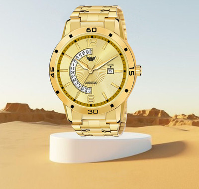ABREXO 1228-Gold Dial Gold Bracelet Date Functioning Watch For Boys Analog Watch  - For Boys