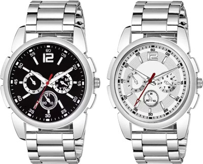 ETLIS Silver Chain Chronograph Design Combo Silver Chain Chronograph Design Combo Analog Watch  - For Men