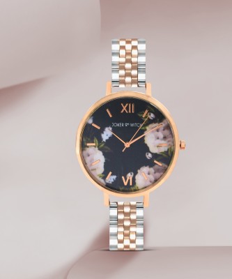 Joker & Witch Joker and Witch Fleur Black Dial Rosegold And Silver Watch For Women Analog Watch  - For Women