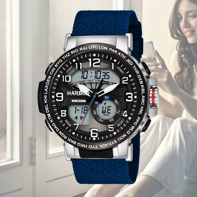Harbor 1001 Stylish Men's Wristwatch with Blue Strap and Analog-Digital Display Digital Watch  - For Men