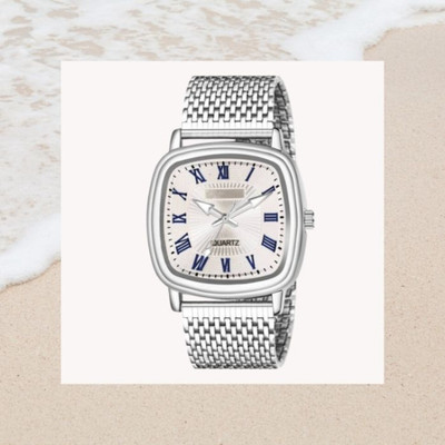 Giomex Trendy Chain Stainless Steel Square Quartz Analog Watch  - For Men