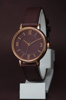 Rizino Solid Digit Dial Round Case Genuine Leather Belt d DSoliigit Dial Round Case Genuine Leather Belt Analog Watch  - For Girls