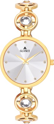 Aglance AG100 DIAMOND STUDDED DIAL AND STONE STUDDED CHAIN WITH GOLD PLATED AG100 DIAMOND STUDDED DIAL AND STONE STUDDED CHAIN WITH GOLD PLATED Analog Watch  - For Girls