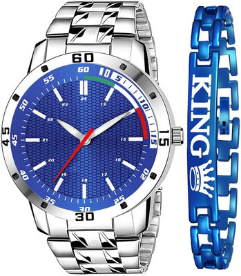 MAHAVIRA COLLECTION CHAIN_BLUE_TIRANGA__KING_BRACELET Crafted with a high-grade Branded Daily Wear and Casual Outings Blue Mens Watch Analog Watch  - For Men