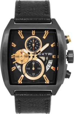 EXTRI New Collection Black Tonneau Dial Leather Band | Casual | Wrist Watch for Men Analog Watch  - For Men