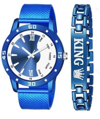 Vtrack Vtrack Double Color Dial Watch With King Bracelet For Men Analog Watch  - For Men