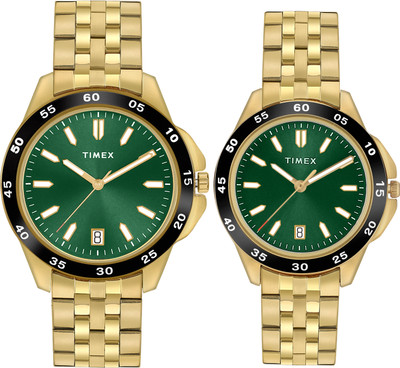 TIMEX Green Dial Gift Set Analog Watch  - For Couple