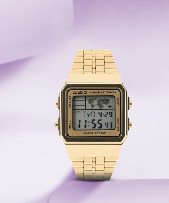 CASIO Vintage A500WGA-9DF Gold Dial Gold Stainless Steel Band Digital Watch  - For Men & Women