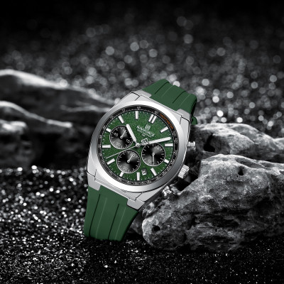NAVIFORCE NF8080 Mutifunctional Green Dial With Green Silicon Strap Analog Watch  - For Men