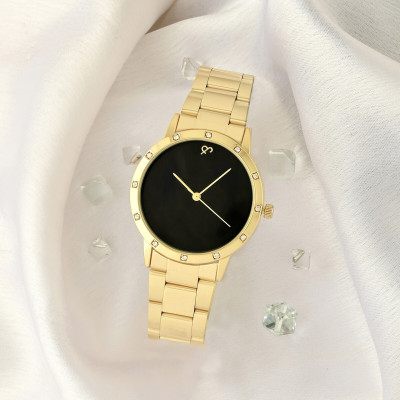 Joker & Witch Dusk Black Dial Gold Metallic Link Strap Analog Women's Watch Analog Watch  - For Women