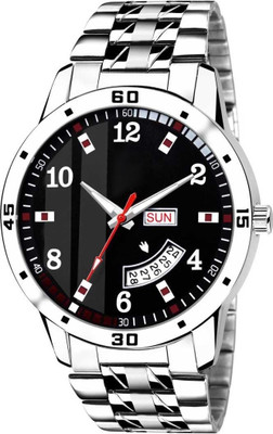 Trex Trx-1w Elegant Day & Date Minimal Analog Series Black-Silver Watch Analog Watch  - For Men