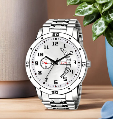 exactor Day and Date Functioning Steel Strap New Quartz Analog Watch - For Men Trending Day & Date Functioning Blue Dial Watch for Boys Analog Watch  - For Men