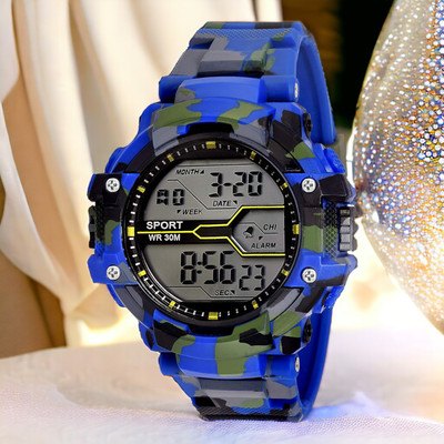 LORENZ MK-3037-DG Lorenz Digital Multicolor Dial & Army Camouflage Blue Strap Sports Digital Watch  - For Men