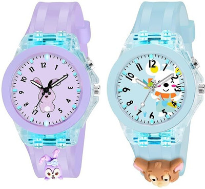 SALINA Analogue Watch with 7 Color Glowing Disco Light| Watch for Boys & Girls Multicolor Lights 3D Cute Cartoon Multi Function Rubber Strap Kidd's Analog Watch  - For Boys & Girls
