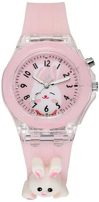 GLENVIT-X P-1 3D Cartoon Pink Printed Dial Pink Glow in Dark For Age 3-13 Years Girls Analog Watch  - For Girls
