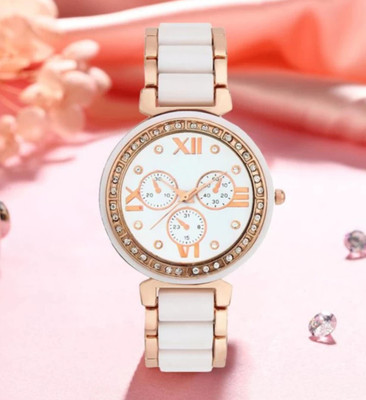 Stepso White and rosegold color attractive dial design Analog Watch  - For Women