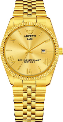 ABREXO Abx7776-Gold Series Pilot Series Gold Dial Date Working Quartz Mechanism Watch For Men Analog Watch  - For Men