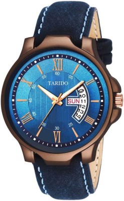 TARIDO TD3121SL04 New Generation Blue Dial Blue Genuine Leather Strap Day & Date Working Wrist Analog Watch  - For Men