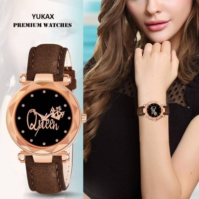 YUKAX QUEEN_LEATHER Formal,Part-Wedding Wear Unique Style Premium Wrist Watch For Girls & Women Analog Watch  - For Girls