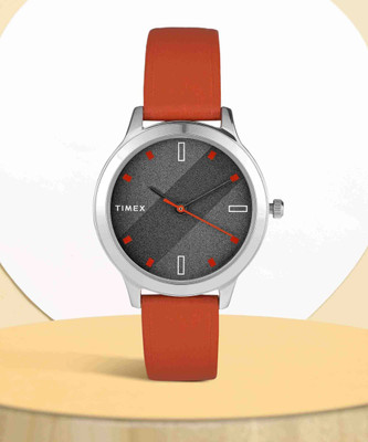 TIMEX Grey Dial Genuine Leather Strap Analog Watch  - For Women