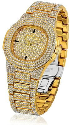 QISHTAR SEKOUHALF Diamond Stone Crystal Stainless Steel Analog LUXUARY Watch: Analog Watch  - For Men
